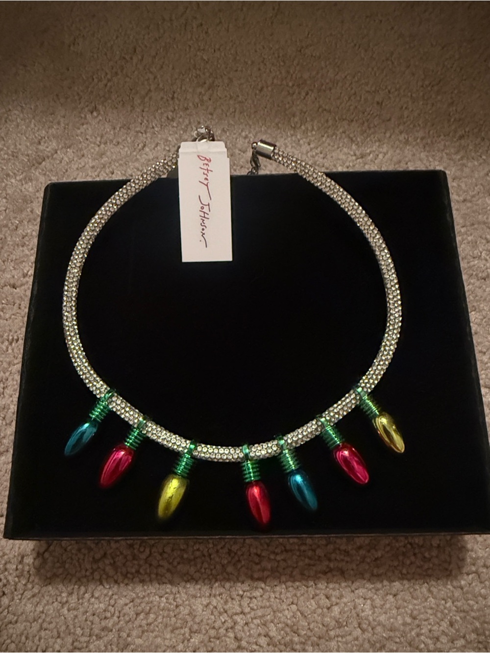 Betsey Johnson Multicolor Christmas Tree Light Strand Necklace